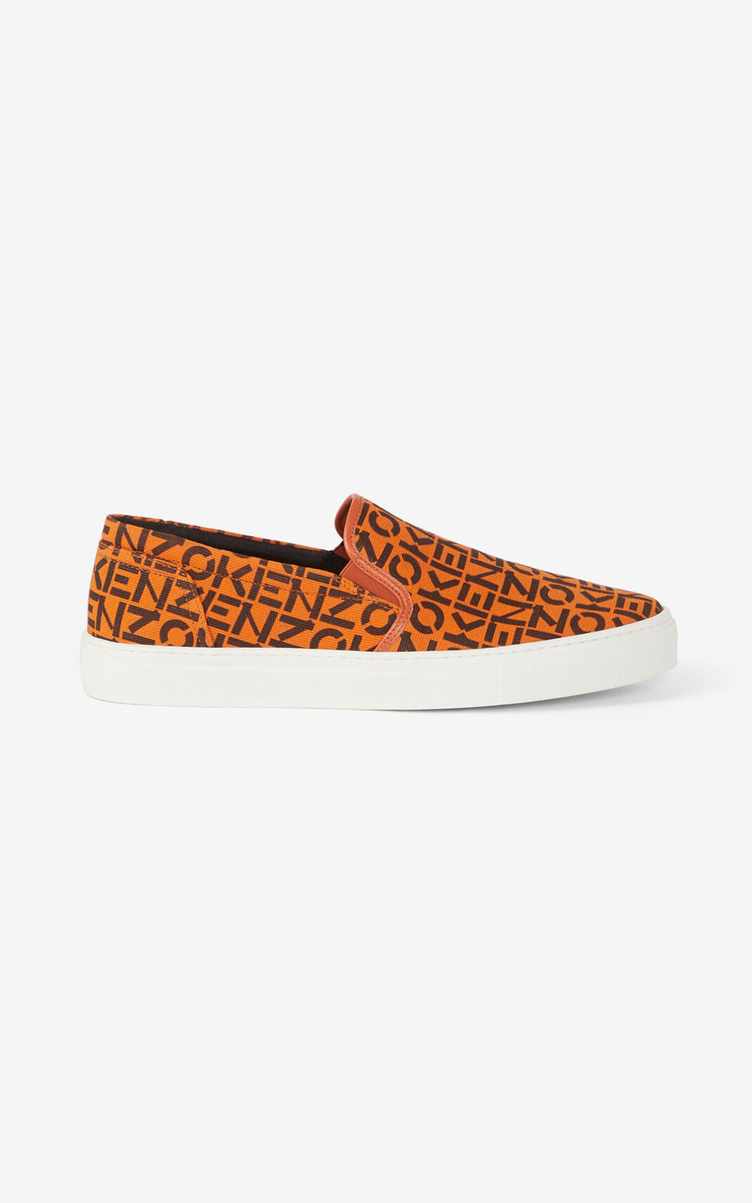 Kenzo K Skate Monogram laceless αθλητικα παπουτσια ανδρικα βαθυ πορτοκαλι | GR991226